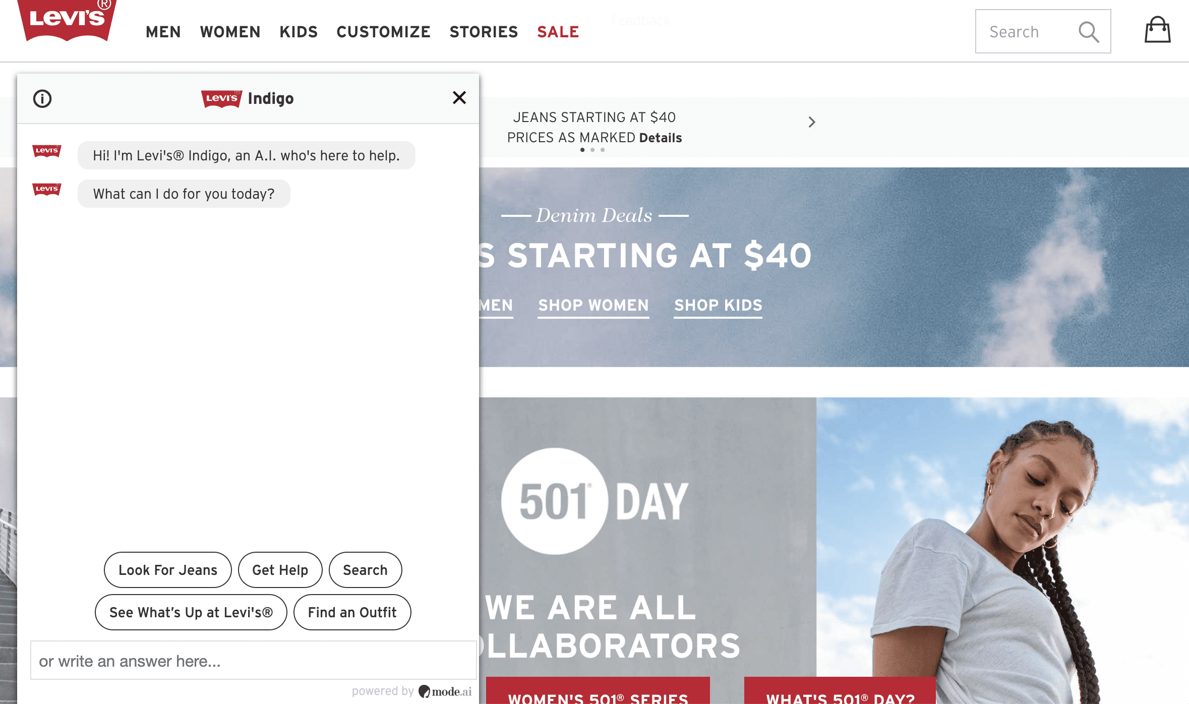 Levi's homepage